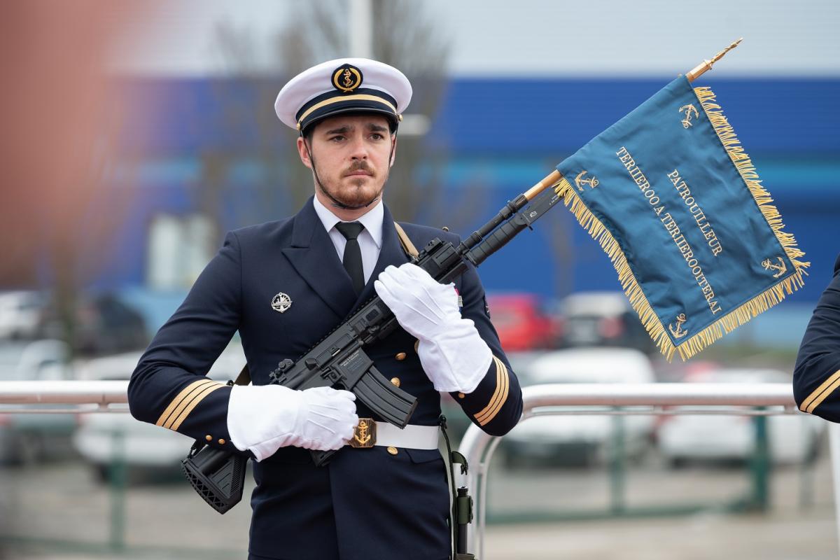 Prise d’armement pour essais du patrouilleur outre-mer Teriieroo a Teriierooiterai 