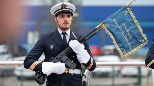 Prise d’armement pour essais du patrouilleur outre-mer Teriieroo a Teriierooiterai 