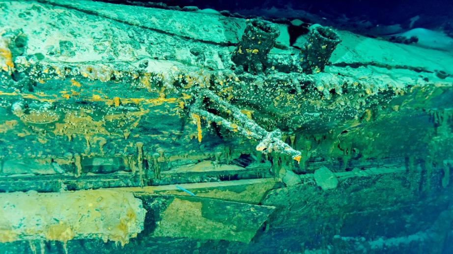 Photo sous-marine. Zoom sur les bossoirs 