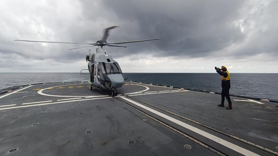 Premier appontage d’un H160 sur une frégate multi-missions