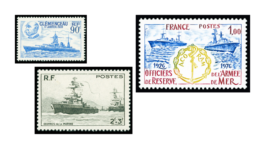 3 timbres de la Marine